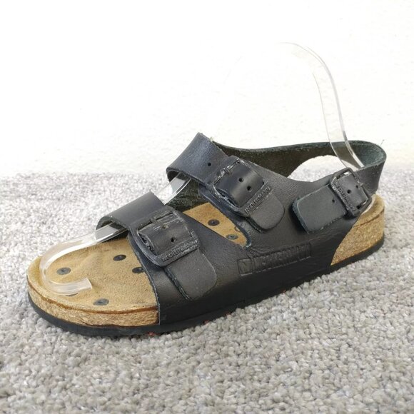 Neckermann Sandals Womens Size 37 EU Shoes Slip On Buckle Strap Black Leather - Picture 3 of 10